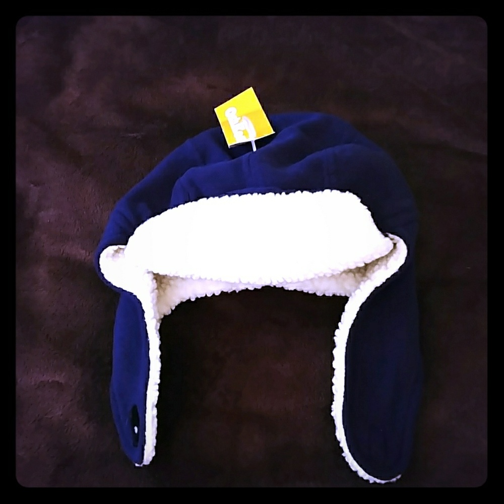 NWT Oshkosh navy fleece winter trapper hat 4-7